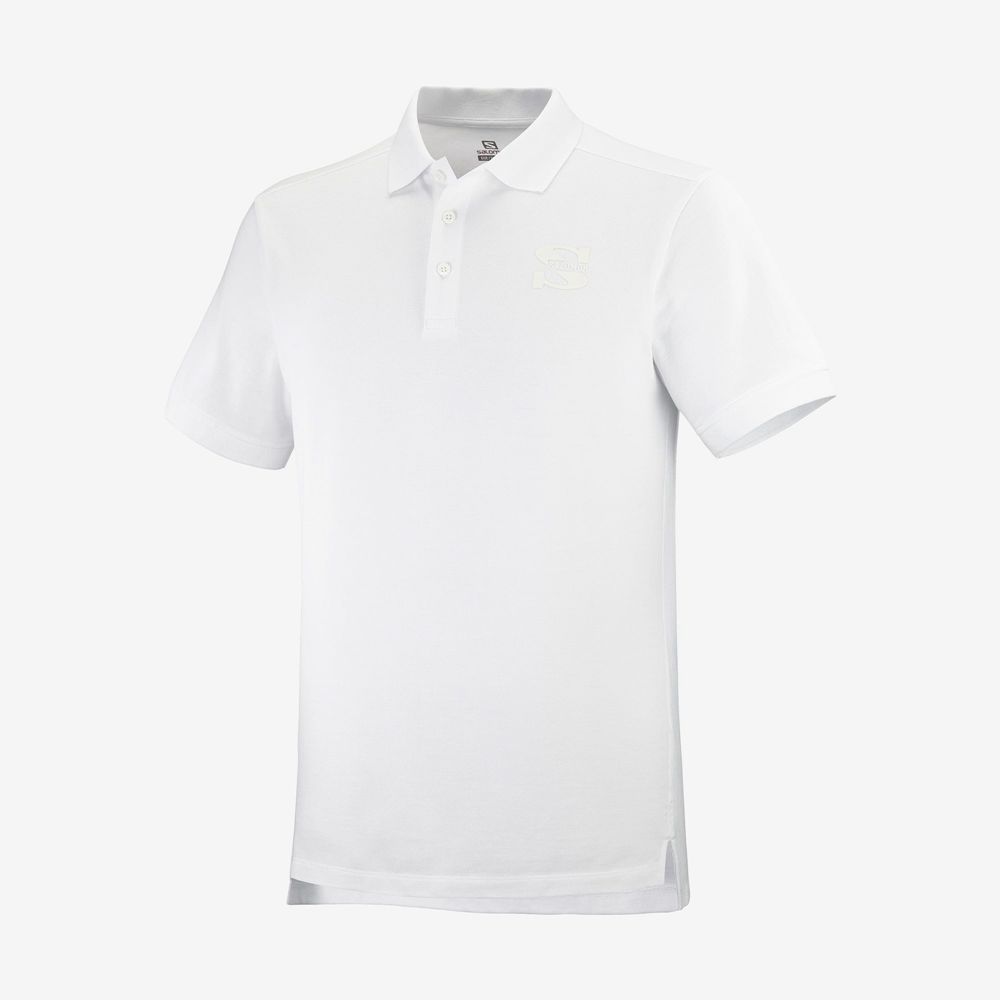 Salomon Singapore Mens T-shirts - OUTLIFE SS POLO M White | 67135-HDBV